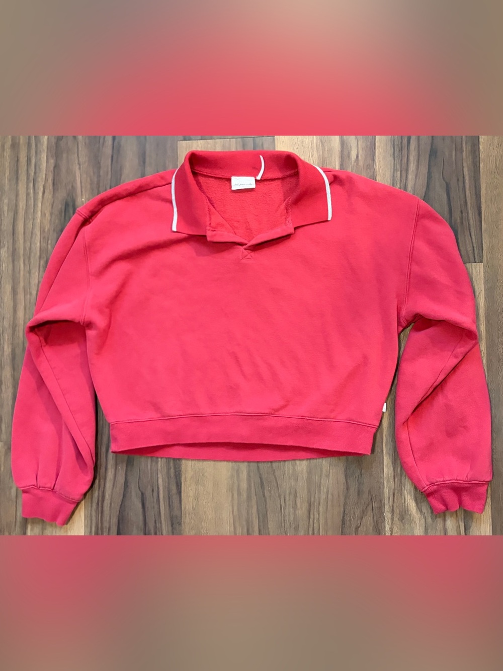 Out From Under Red Maya Cropped Ling Sleeve Collared Sweatshirt - Women's XL